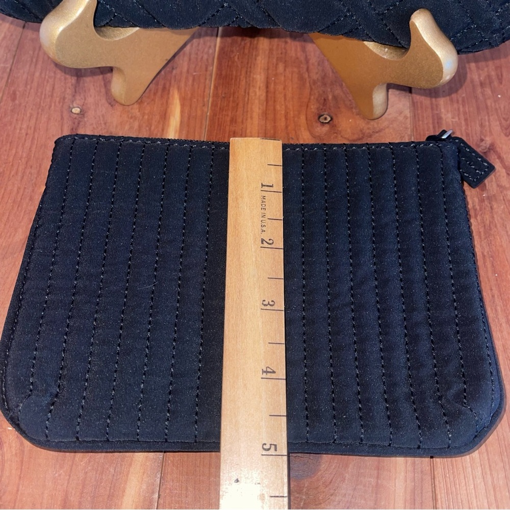Two Piece Vera Bradley Black Quilted Pouches Cosmetic Money Wristlet Bags - Picture 5 of 7